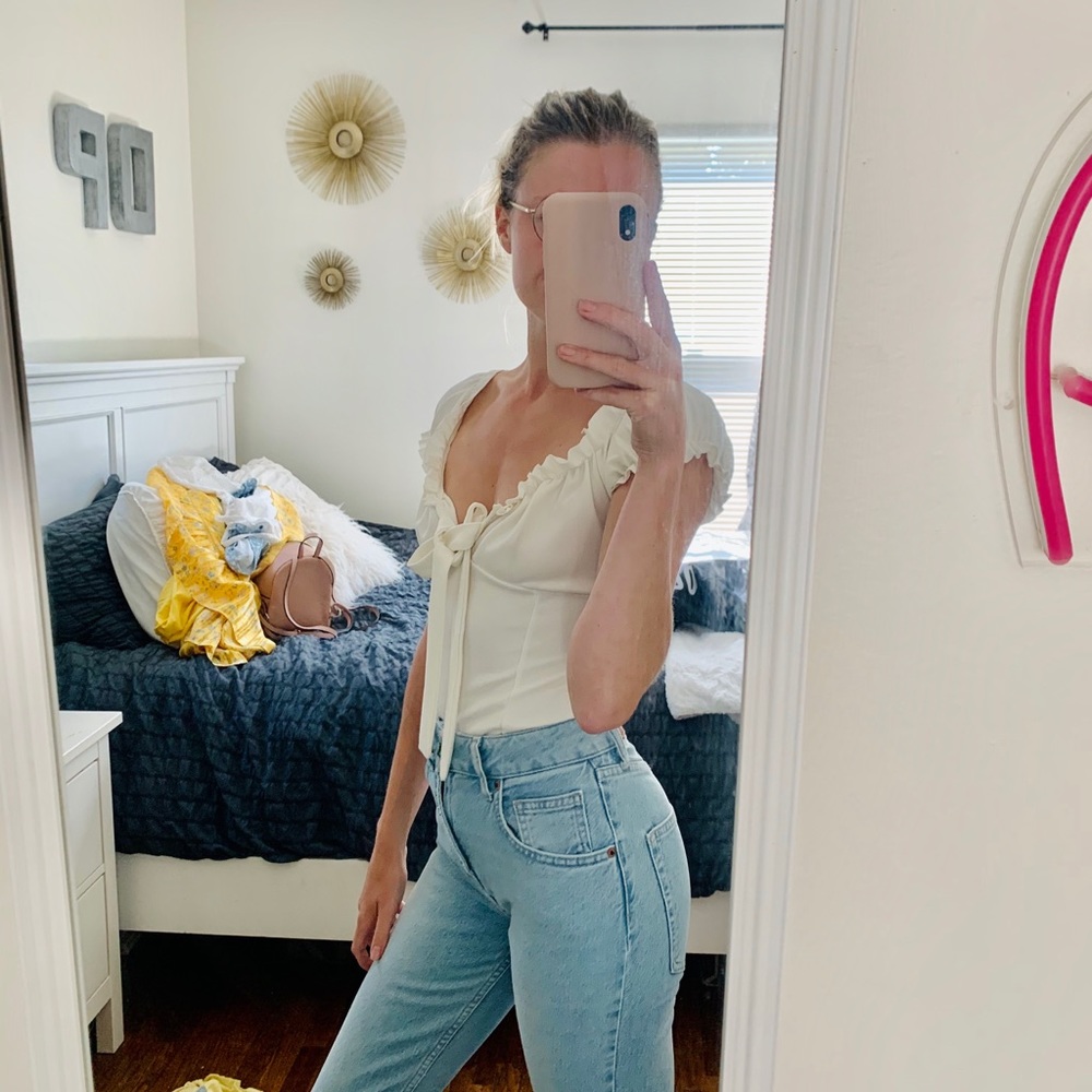 Cream milk maid body suit